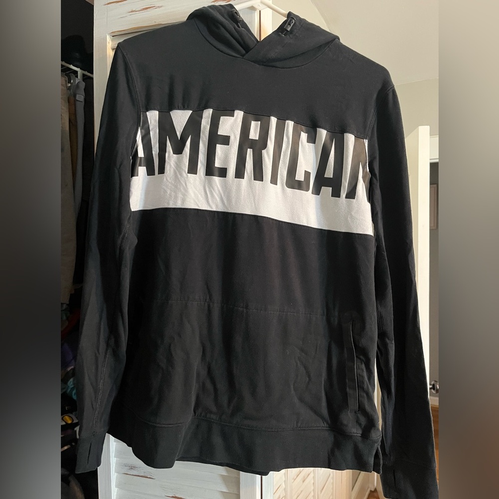 American Eagle Graphic Black and White Pullover Sweatshirt